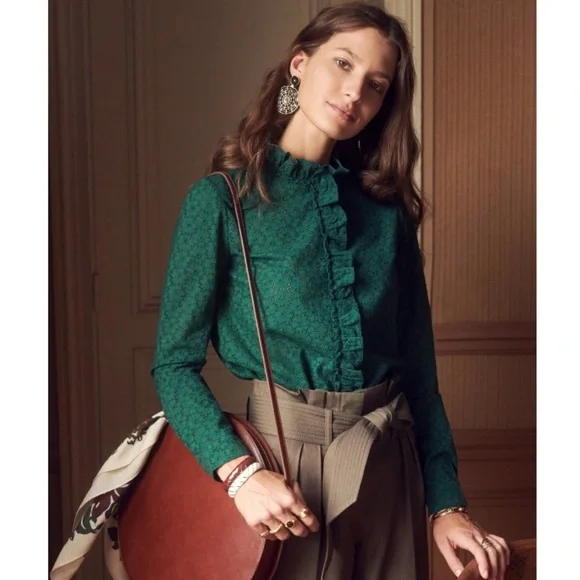 Sézane Solange Floral Eyelet Ruffle Top - Picture 3 of 9